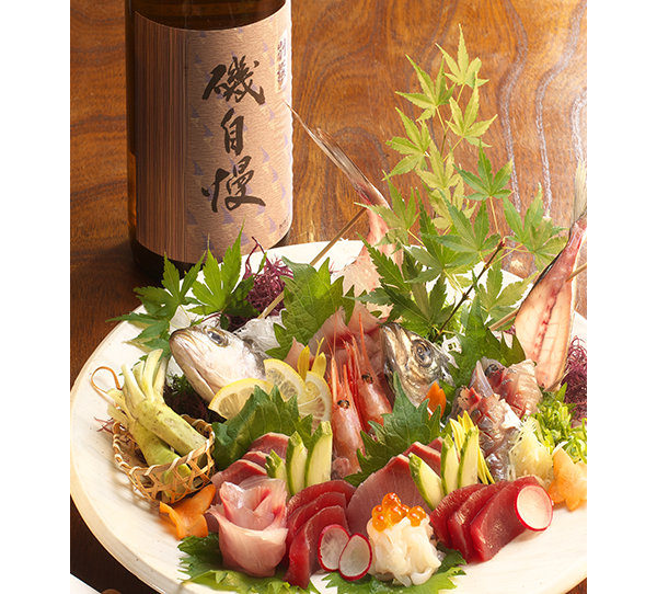 日本酒と料理　背景使用